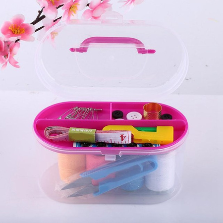DIYelecs Nähset mit Nähbox, Einfädler, Nadel, Maßband, Schere und Fingerhut in Pink, 10 Stück pro Box