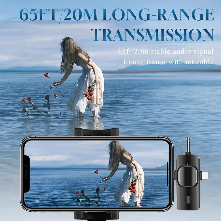 Basix Professionelles 4-in-1 Wireless Lavalier Mikrofon für iPhone und Android, Schwarz, mit 3,5 mm Klinkenanschluss und Geräuschunterdrückung für Live-Aufnahmen - Bild 2
