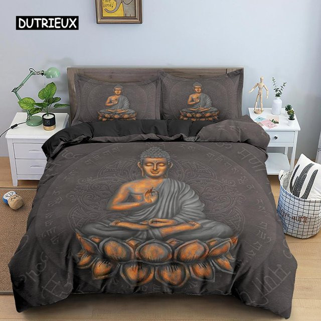 Mandala-Buddha Bettwäscheset von Binchi Outdoor Product in Multicolour, Boho-Design mit Bettbezug und Kissenbezug, B/H: 135 x 200 cm - Bild 1