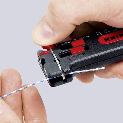 Knipex Mini-Abisolierwerkzeug für CU-Leiter 0,12 bis 0,4 mm AWG 36 - 26 12 80 040 SB, Länge: 100 mm - Bild 1