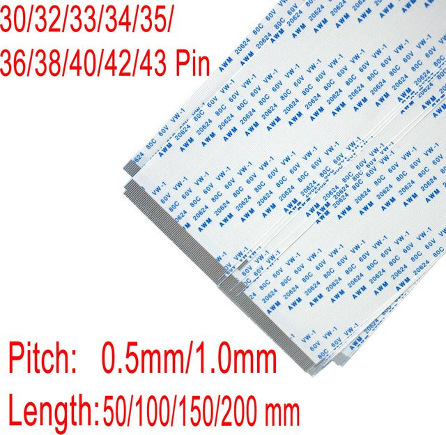 NJY TOUCH FFC FPC Flachbandkabel Set in Weiß mit 0,5 mm und 1,0 mm Rastermaß, Typ A/B, verschiedene Pin-Anzahlen und Längen von 5 cm bis 20 cm - Bild 1