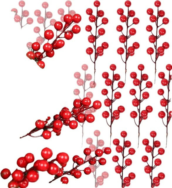 ZQCY Künstliche Holly Rote Frucht Dekoration für Weihnachten und Hochzeiten in Rot - Bild 1