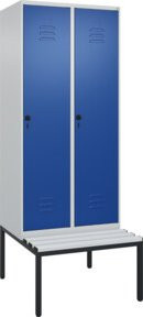 C+P Spind Classic PLUS Garderobenbank mit 2 Abteilen, Lichtgrau, B/T/H: 212 x 80 x 81,5 cm - Bild 1