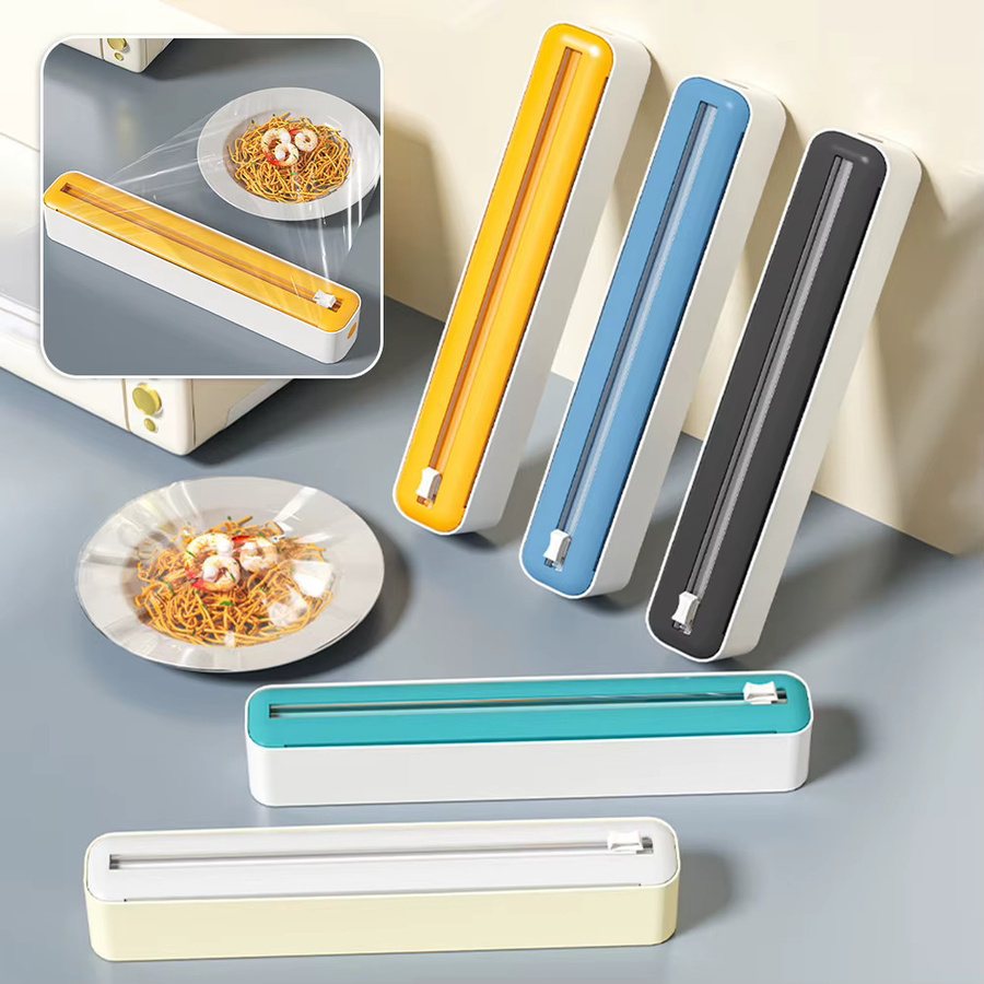 Aihogard 2-in-1 Frischhaltefolien-Spender mit Schneidefunktion und Aufbewahrungsbox als Wandregal Küchenorganizer aus Kunststoff - Bild 2