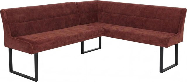 Eckbank MCW-O81 für das Esszimmer aus Metall und rotem Chenille-Stoff mit Öko-Tex Zertifizierung B/T/H: 210 x 159 x 84 cm - Bild 2