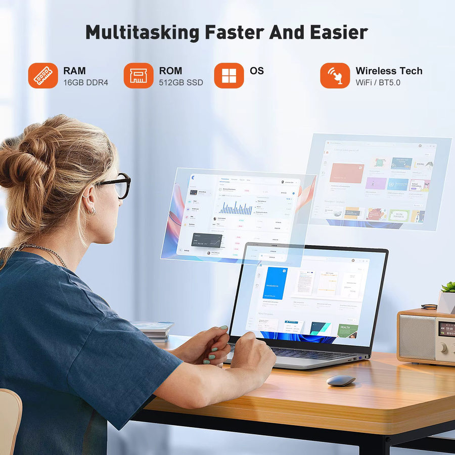 Blossom 17,3-Zoll Laptop 6500Y in Silber mit Intel N5095 Prozessor, 16 GB RAM und 512 GB SSD, Windows 11 Pro - Bild 4