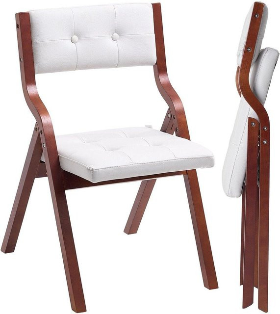 Buying Solutions, MB Set aus 2 Klappstühlen aus Holz mit Polsterung in Weiß und Braun im modernen Stil - Bild 1
