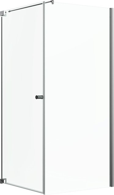 Eckdusche Brava Frame mit Drehtür und Wand in Chrom, Farbe Silber/Transparent, B/T/H: 90 x 80 x 200 cm - Bild 1