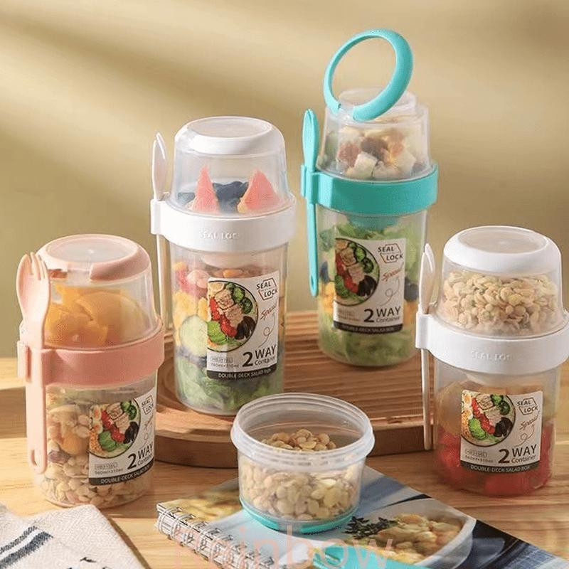 Bento Box Frühstücksbox Set in Rosa mit Gabel, Deckel und Soßenbecher für Müsli, Joghurt oder Salat - Bild 2
