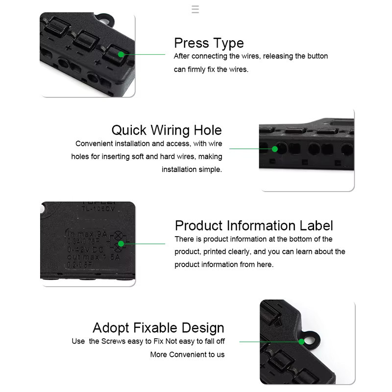 DIY GO Quick Connect Niederspannungs-Draht-Splitter Verteilerblock in Schwarz mit 3 oder 6 Ports für LED-Streifen und Beleuchtung - Bild 4