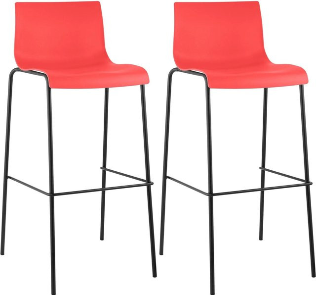 2er Set Barhocker DELUKE TENAR in Rot und Schwarz aus Kunststoff mit Lehne, B/T/H: 43 x 48 x 100 cm - Bild 1