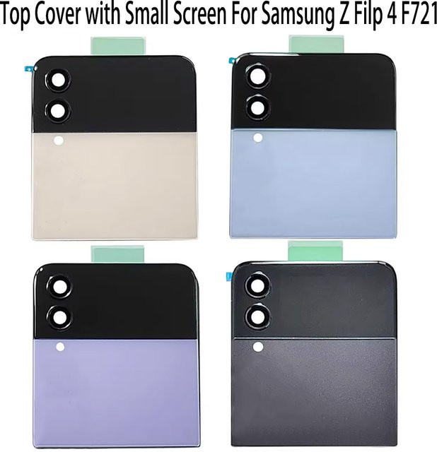 Samsung Galaxy Z Flip 4 Ersatzgehäuse mit hinterer Glasabdeckung und kleinem LCD-Außenbildschirm in Blau (Modell F721 N/U/B) - Bild 1