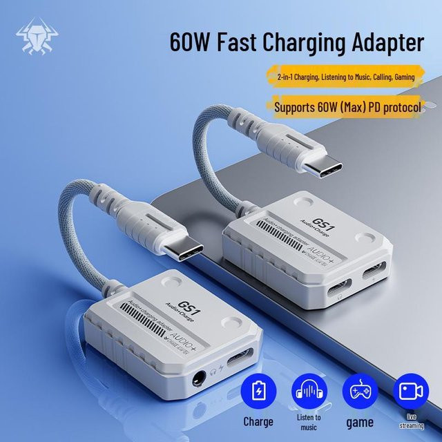 Puji GS1 2-in-1 USB-C auf 3,5mm Klinke Adapter für Apple Geräte, Cyber Grey - Bild 1