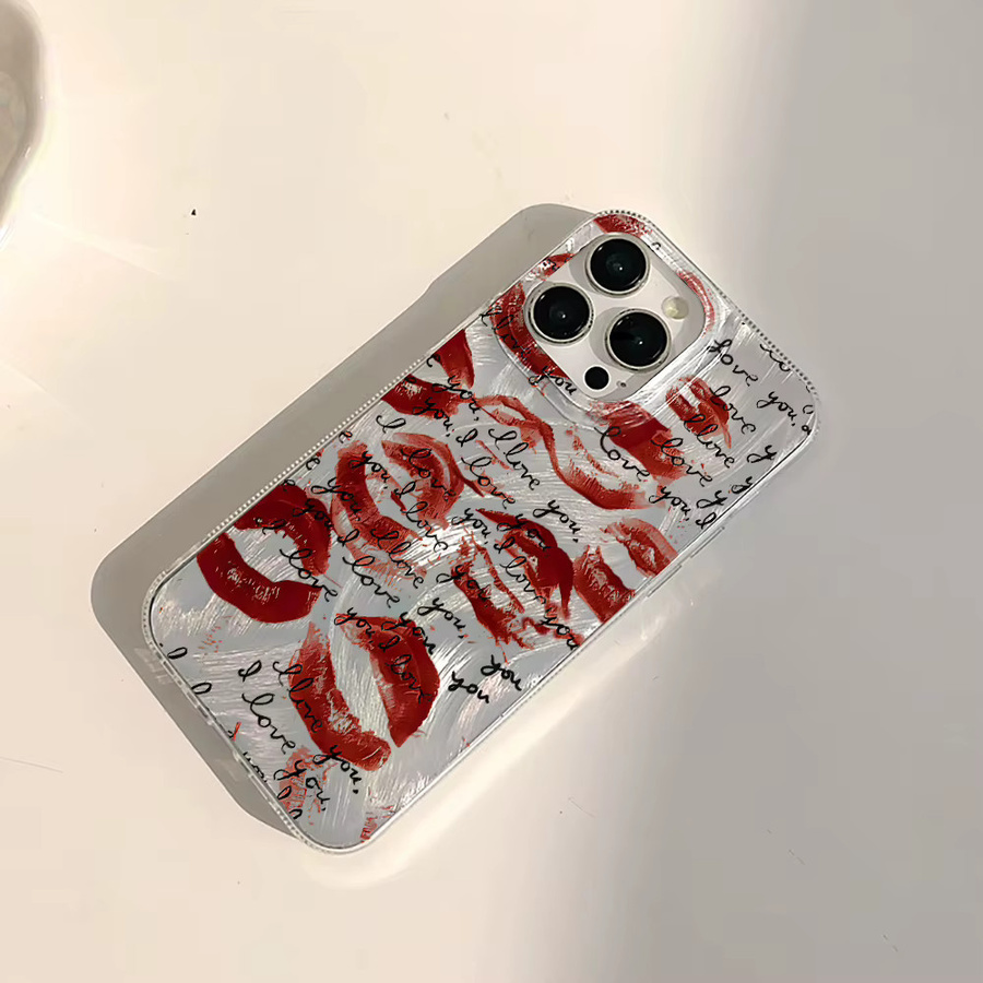 Stoßfeste iPhone Schutzhülle mit Lippenabdruck-Design in Transparent - Bild 3
