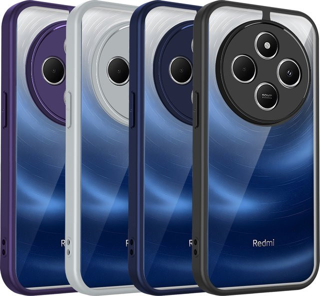 Xiaomi Poco C75 Schutzhülle aus Silikon mit transparenter matter Rückseite und Stoßfänger-Funktion in Transparent/Grau - Bild 1