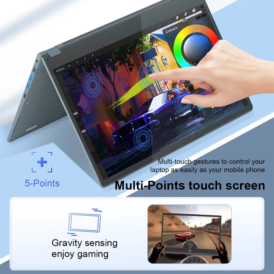 Ninkear YBook15 2-in-1 Convertible Laptop mit 15,6 Zoll FHD IPS Touchscreen, Windows 11, 16GB RAM und 512GB SSD - Bild 4