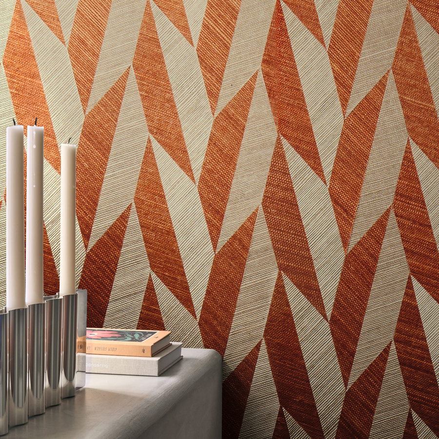 Omexco Tapete Foliage VIR9004 in Orange und Beige mit botanischem Design aus Vlies - Bild 1