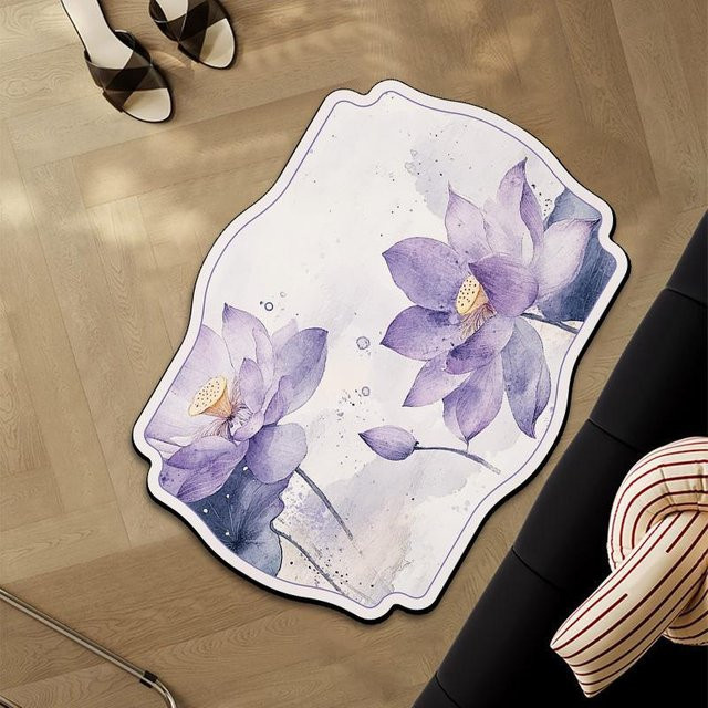 Schmutzabweisende Bodenmatte für den Eingangsbereich aus Polyester in Lila, B/B: 40 x 60 cm - Bild 1