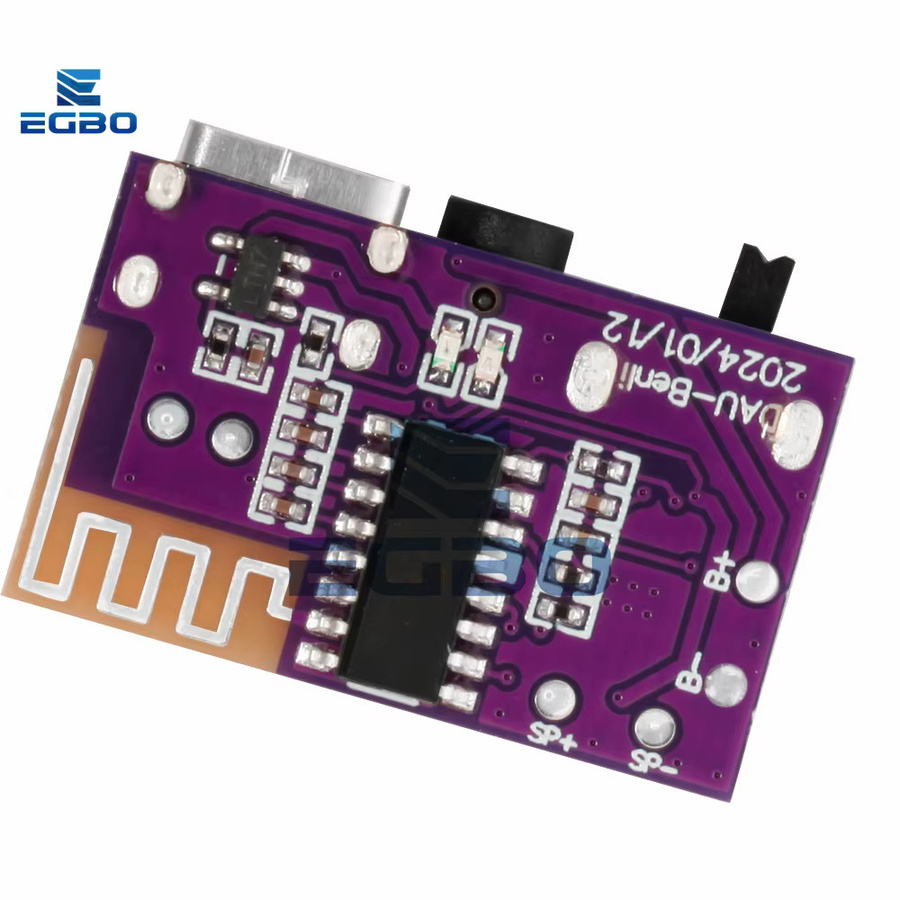 EGBO Bluetooth Verstärker Decoder Modul mit MP3 Player und 3,5mm AUX Empfänger, Mono, Lila - Bild 3