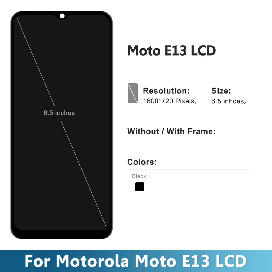Motorola Moto E13 LCD Display Touchscreen Digitizer Montage mit Rahmen in Schwarz, 6,5 Zoll Ersatzteil - Bild 3