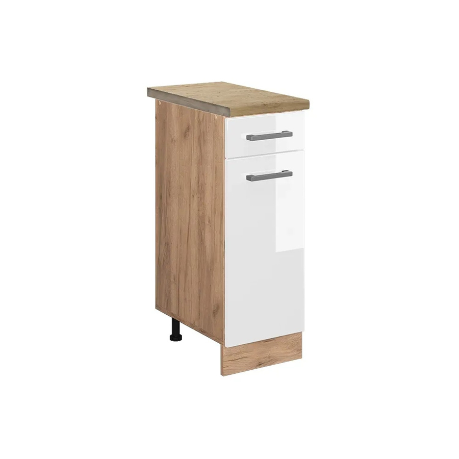 Vicco Küchenunterschrank R-Line Weiß Hochglanz und Eiche, B: 30 cm, H: 81,6 cm, T: 60 cm - Bild 2