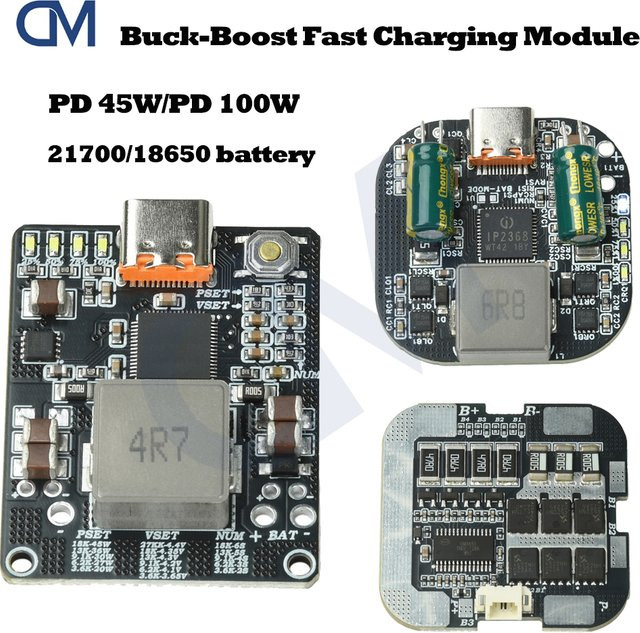 Diymore Bidirektionales Lademodul IP2368 IP2369 Buck-Boost Schnelllademodul mit USB-C Schnittstelle 100W/45W Schwarz - Bild 1