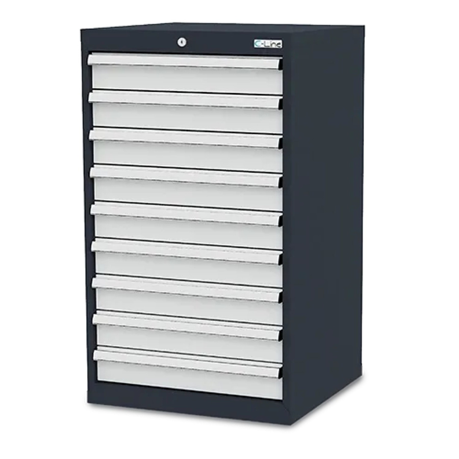 Simplaflex Schubladenschrank mit 9 Schubladen aus Stahlblech, anthrazitgrau, B/T/H: 60 x 57,5 x 102 cm - Bild 2