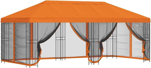 vidaXL Pavillon mit Seitenwänden aus Polyester und Stahl in Orange, B: 600 cm, T: 300 cm, H: 276,5 cm - Bild 1