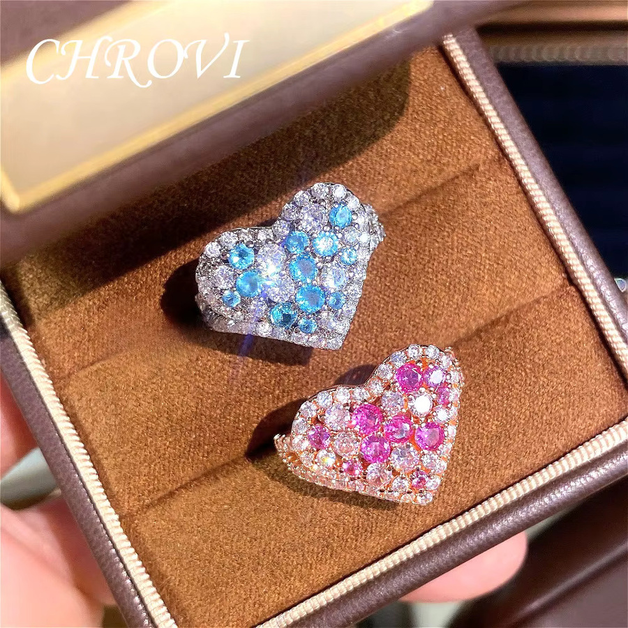 CHROVI Ring 925 Silber, Diamant, Zirkonia, Herzform, Damen - Bild 2