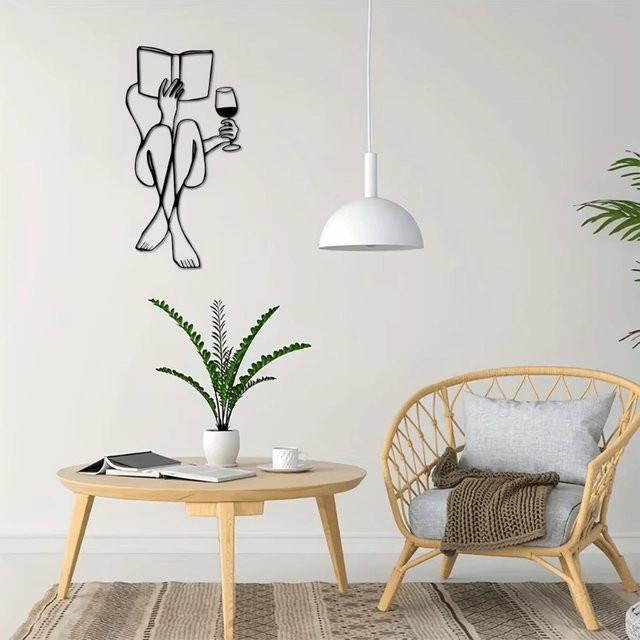 Moderne Wandkunst aus Aluminium von CIFBUY als Metall-Skulptur mit Frauenlinien-Design für die Wein-lesende Dekoration - Bild 1