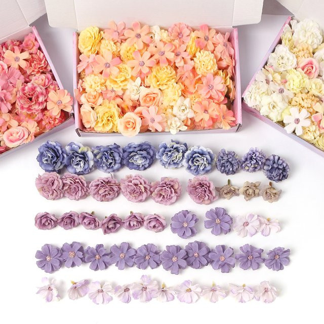 MENGHAO 32 Stück künstliche Blumenköpfe in Pink und Multicolour für DIY-Dekoration, Hochzeit und Garten - Bild 1