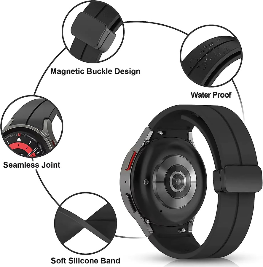 SNQP Uhrenarmband Silikon, Schwarz, Unisex - Bild 2