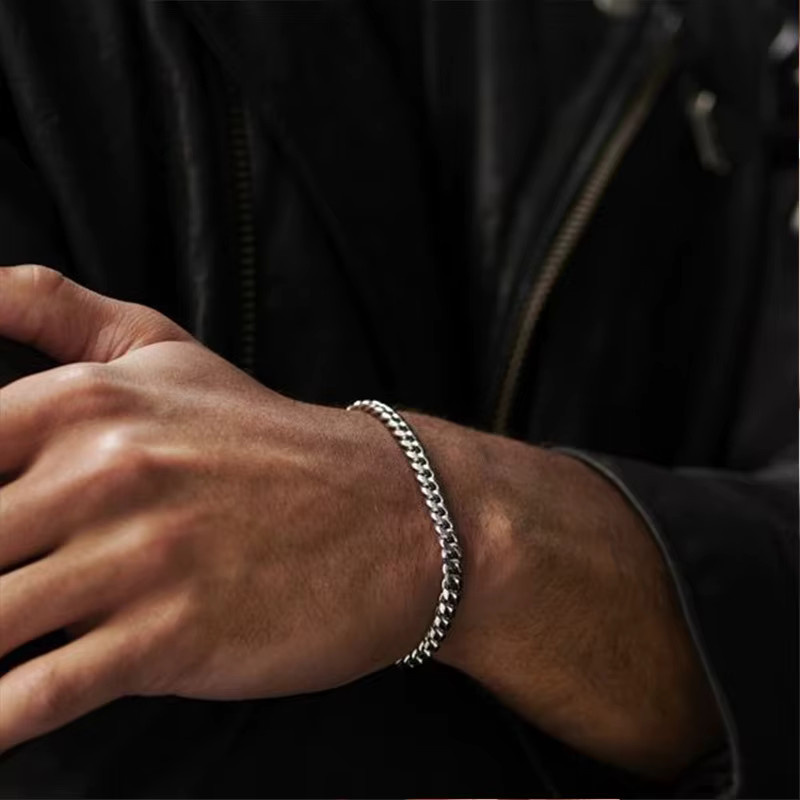 Vnox Armband, Miami-Panzerkette, Edelstahl, Silber, Herren - Bild 2