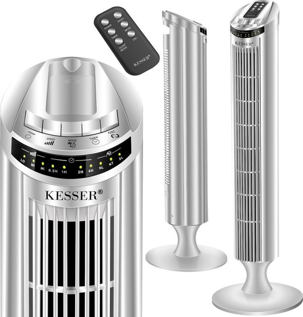 KESSER Turmventilator mit Fernbedienung, LED Display und Timer in Silber - Bild 1