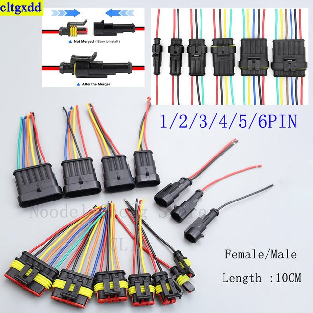 Cltgxdd Wasserdichte elektrische Kfz-Schiffverbinder mit Drähten, männliche und weibliche Stecker, Farben: Rot und Schwarz - Bild 1