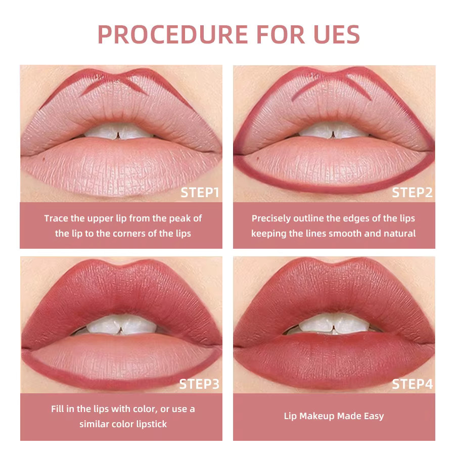 KAFURUX Lip Liner, Matt, 12 Farben, Rot Braun - Bild 4