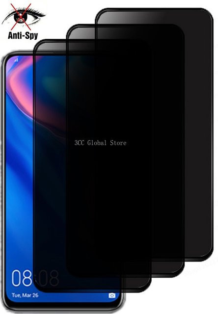 3er-Pack 3D Anti-Spion Schutzglas für Huawei Y9 Prime 2019, Y9A, Y9S, Y5, Y6 Pro, Y6S, Y7, Y7A, Y7P 2020 - Bild 1