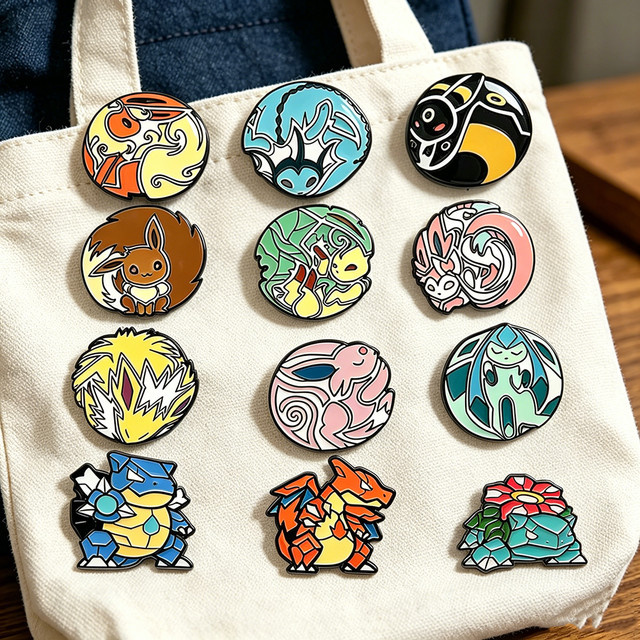 Bandai Eevee Evolutions und Kanto Starters Emaille-Pin-Set, 3/9-teiliges Set - Bild 1