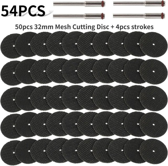 54er Set Schleif- und Trennscheiben mit Dornen 32 mm für Dremel und Drehwerkzeuge zum Schleifen, Polieren und Schneiden von Metall in Schwarz - Bild 1
