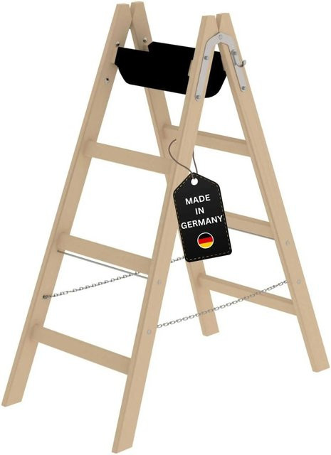 PROREGAL Sprossen-Stehleiter aus Holz in Braun mit 2 x 4 Sprossen - Bild 1