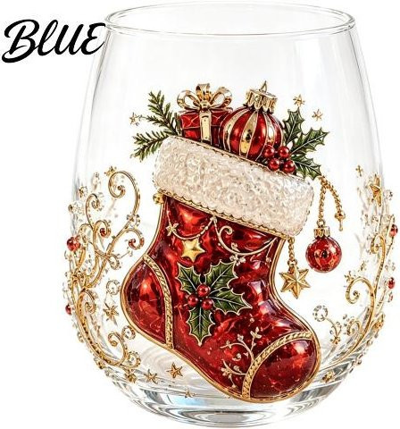 Transparente Teetasse aus Glas mit 3D-geprägtem Weihnachtsmann-Muster - Bild 1