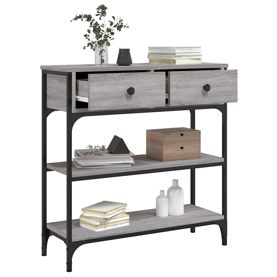 vidaXL Konsolentisch in Grau Sonoma aus Holzwerkstoff und Metall, B/T/H: 72,5 x 25 x 75 cm - Bild 3