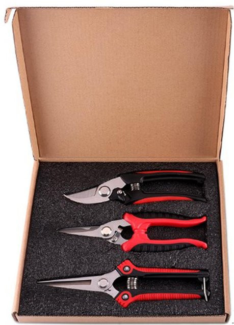 Neoglint 3er Set Professionelle Gartenschere mit Edelstahlklingen in Schwarz - Bild 1
