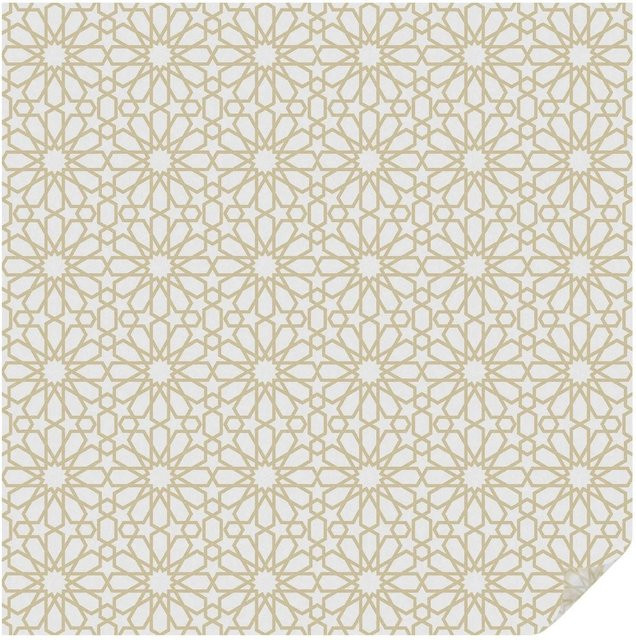 Tulup Fensterfolie mit geometrischem Muster in Weiß, blickdichte Milchglasfolie als Sichtschutz, B/H: 100 x 100 cm - Bild 1