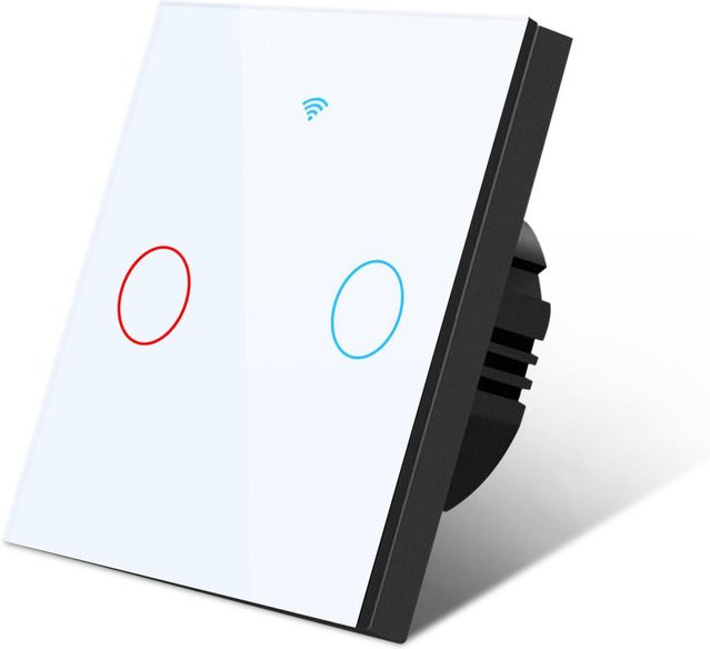 MALITAI Tuya Smart Life WLAN Wandschalter mit Touch-Glasscheibe, 2 Gang, Weiß, kompatibel mit Alexa und Google Home - Bild 1