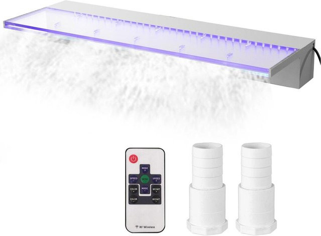 Massivacryl Pool-Wasserfallbrunnen mit 17 Farben LED und Fernbedienung, Weiß, B/H/T: 91,94 x 8,13 x 8,13 cm - Bild 1