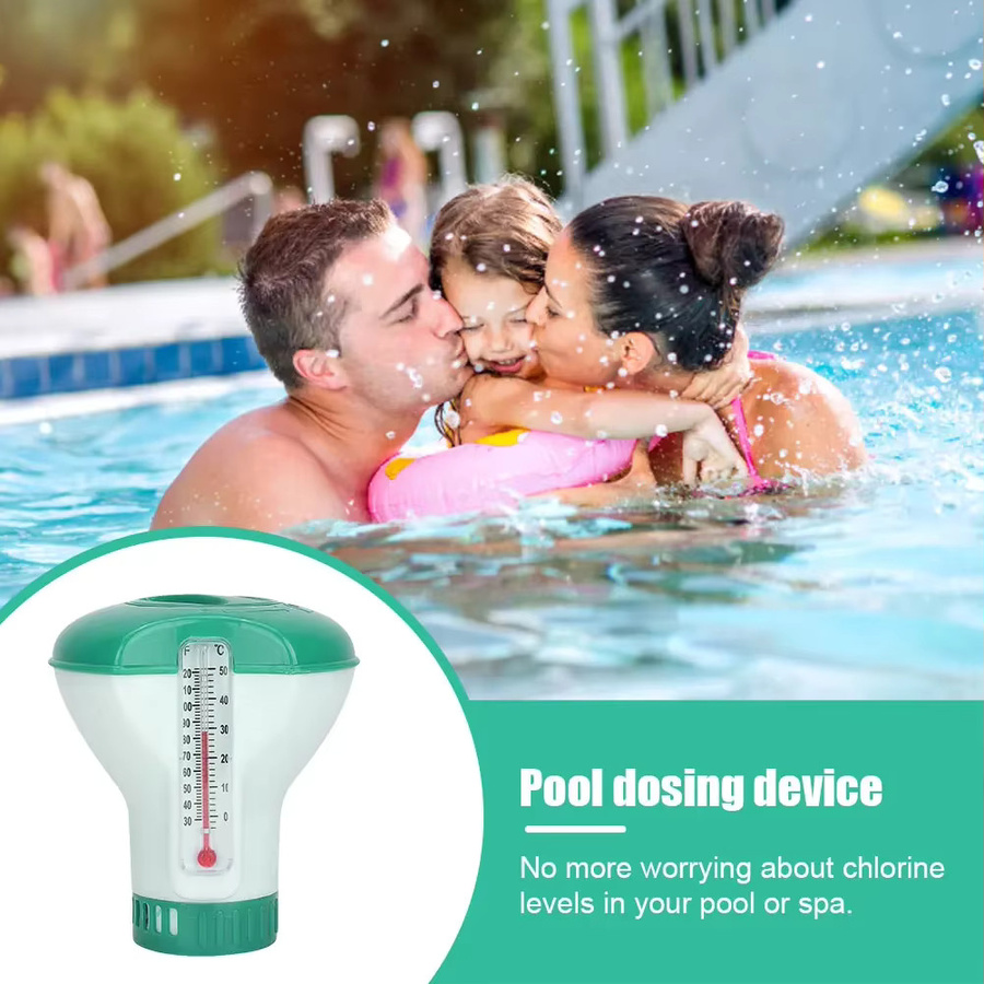 APWIKOGER Chlortabletten-Spender mit Thermometer und einstellbarer Dosierung für die Poolpflege - Bild 2