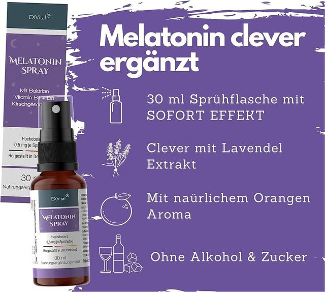 EXVital Melatonin Schlafspray mit Baldrian, 30 ml - Bild 1