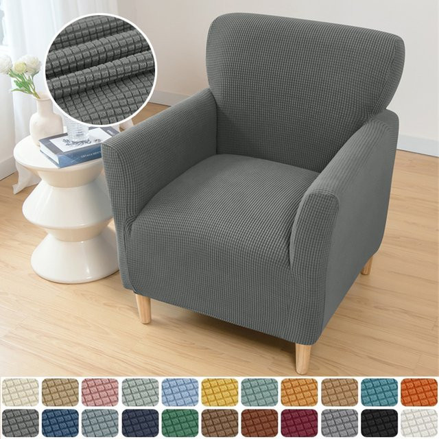 WANERQU Polar Fleece Club Tub Stuhlbezug, einfarbig, elastischer Schonbezug für Sessel und Einzelsofas - Bild 1