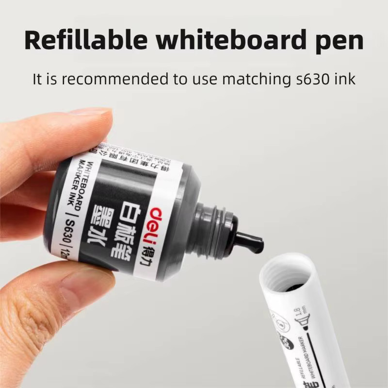 Deli S502 Whiteboard-Stift mit nachfüllbarer Tinte in Blau für Büro und Schule - Bild 2